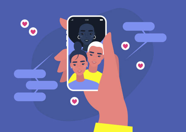 تصویر مفهوم محتوای ویروسی با لایکها، اشتراکگذاریها و نظرات روی صفحه موبایل - بازاریابی دیجیتال ازدواج، روایت دیجیتال