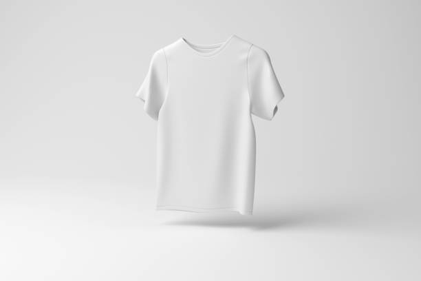 تیشرت سفید شناور در هوا روی پسزمینه سفید در تکرنگ و مینیمالیسم - خلق یک برند قهرمان: استراتژی جامع برندینگ دیجیتال و طراحی سایت D2C برای تولیدکنندگان لباس ورزشی در ساری - تولید لباس ورزشی، برندینگ دیجیتال