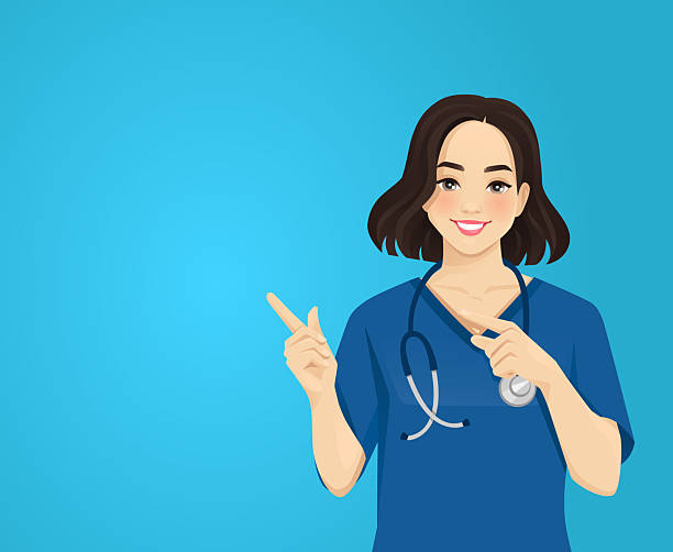 پرستار زن جوان در حال راهنمایی، نمادی از اهمیت پشتیبانی و ساخت پورتال امن بیمار در برندینگ کلینیک روانشناسی