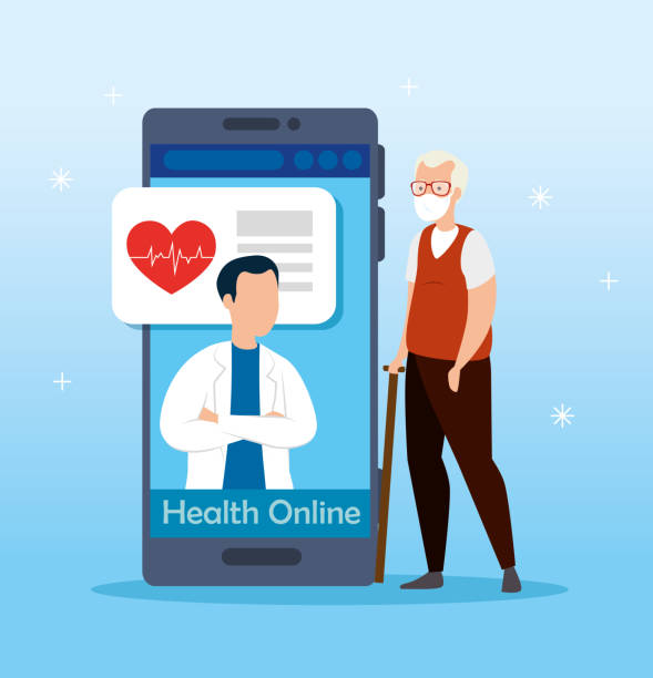 سئوی سایت پزشکان - مردی با گوشی هوشمند و فناوری پزشکی آنلاین