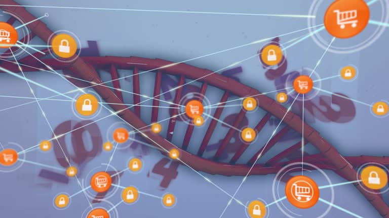 برندینگ دیجیتال پزشکی مراکز ژنتیک تهران - انیمیشن رشته DNA و شبکه‌های ارتباطی - پینوسایت