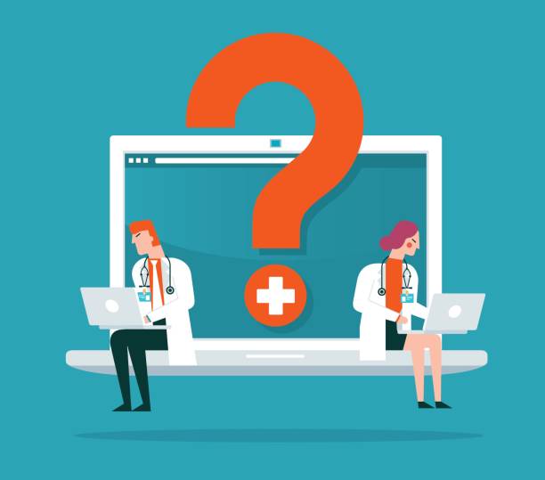 دکتر با لپتاپ به سوالات شما پاسخ میدهد: پشتیبانی وبسایت پزشکی و سئوی مراکز درمانی