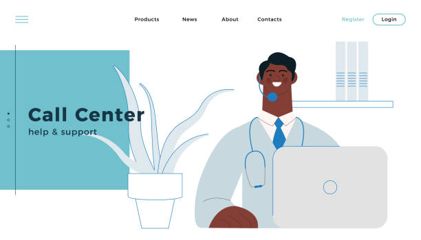 پزشک متخصص در حال پشتیبانی آنلاین - پشتیبانی سایت کلینیک و اعتماد بیماران آنلاین