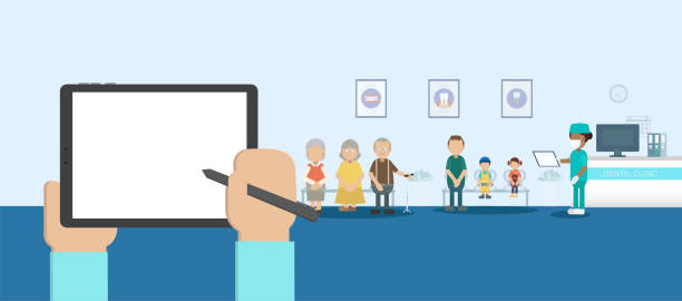 طراحی سایت پزشکی و برندینگ دیجیتال برای مراکز پزشکی هستهای در اصفهان: بهینهسازی UX بیماران و نوبتدهی آنلاین 2026 - تبلت با صفحه نمایش خالی در یک کلینیک پزشکی