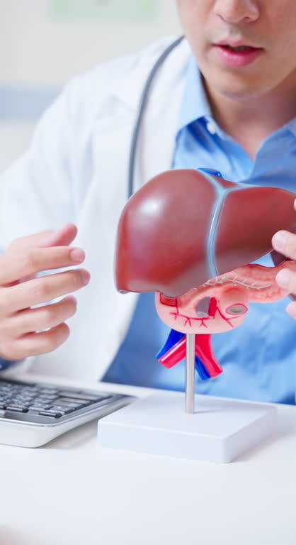 پزشک فوق تخصص کبد در حال توضیح وضعیت بیمار به بیمار مسن