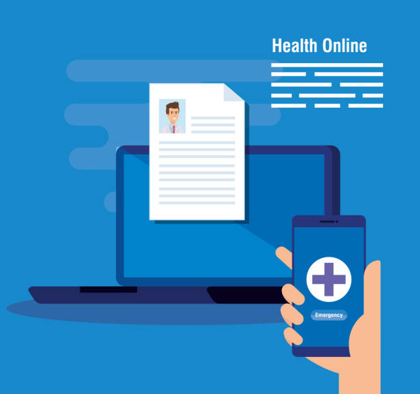 طراحی سایت پزشکی با UX برتر برای جراح عمومی در کرمان - تصویر یک پزشک در حال کار با لپتاپ و گوشی هوشمند، نشاندهنده استفاده از تکنولوژی در طراحی سایت پزشکی و نوبتدهی آنلاین پزشک