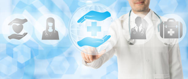 ایلاستریشن دکتر با نمادهای پزشکی مختلف، نشاندهنده وبسایت سلامت پزشکان و بازاریابی دیجیتال پزشکی برای فوق تخصصین کلیه در قم: استراتژیهای 2026 جذب بیمار