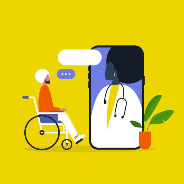 تصویر پزشک در حال مشاوره آنلاین با بیمار، نمادی از نوبتدهی آنلاین پزشکی و مشاوره دیجیتال