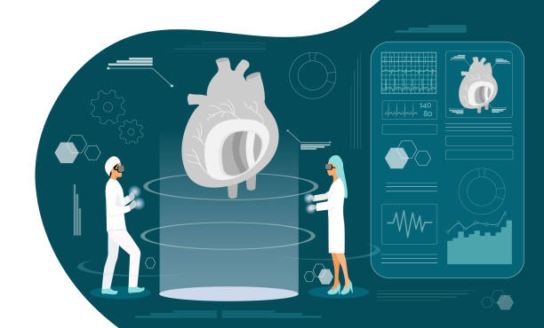 طراحی سایت پزشکی پیشرو برای فوق تخصص قلب و عروق در مشهد: پزشکان با عینک واقعیت مجازی در حال بررسی قلب