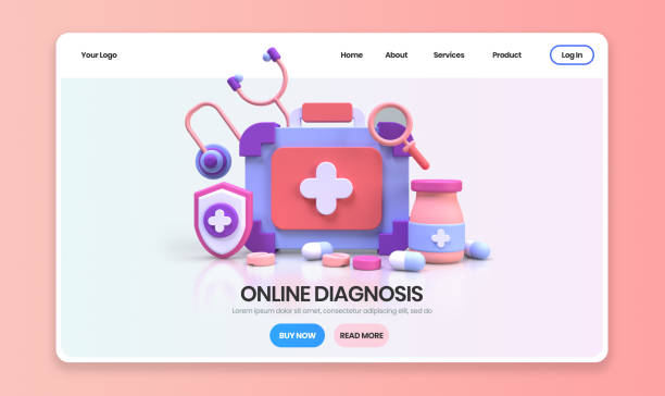 طراحی سایت پزشکی برای داروخانههای تخصصی در مشهد - کیت کمکهای اولیه و مفهوم صفحه فرود