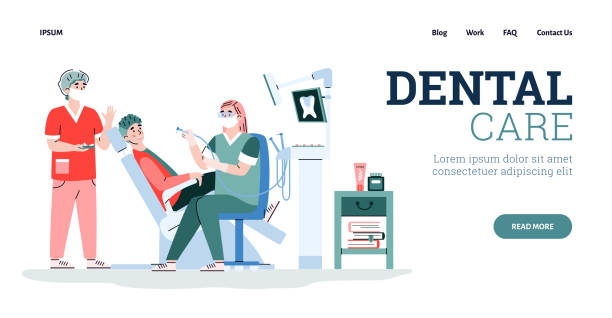 طراحی وبسایت سلامت با وردپرس پزشکی برای دندانپزشکی کودکان در رشت: آموزش سئو و جذب خانوادهها - تصویر کارتونی دندانپزشک و بیمار برای سایت دندانپزشکی