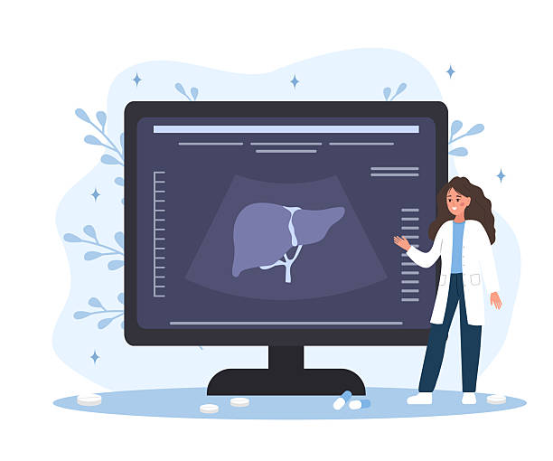 طراحی سایت متخصص کبد و پیشگیری از بیماریهای کبدی - تصویر سونوگرافی کبد که اهمیت تشخیص زودهنگام و پیشگیری را در تخصص کبد و گوارش نشان میدهد و اعتماد دیجیتال در پزشکی را تقویت میکند.