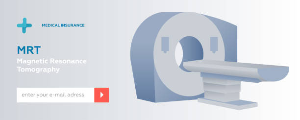 تصویری مسطح و مدرن از دستگاه MRI و تجهیزات پزشکی، نشاندهنده نیاز به اتوماسیون مراکز تصویربرداری و نرمافزار مدیریت مراکز MRI