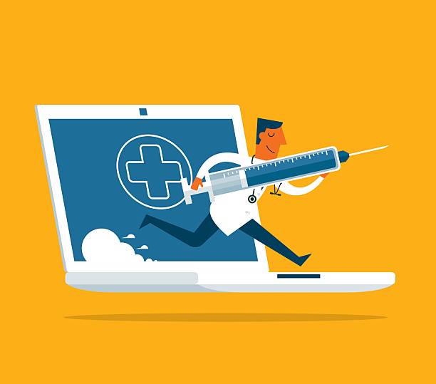 پزشک در حال ارائه خدمات آنلاین و مشاوره - سئو و بازاریابی دیجیتال برای مراکز فیزیوتراپی و وردپرس پزشکی