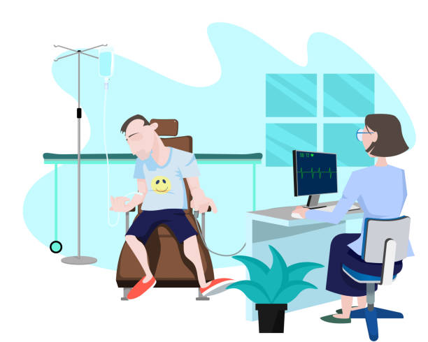 مردی در بیمارستان با سرم درمانی، رنگپریدگی و فشار خون پایین - ارتقاء تجربه بیمار در بیمارستان فوق تخصصی قلب