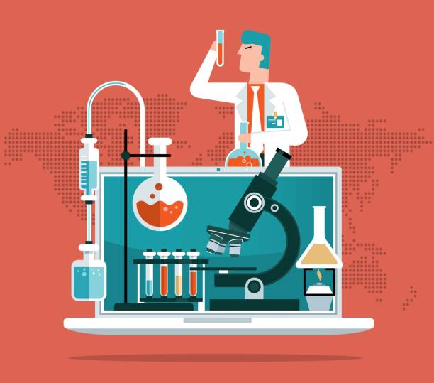 سئو تخصصی پزشکی برای آزمایشگاههای تشخیص طبی تهران: نمای داخلی یک آزمایشگاه پزشکی مدرن با تجهیزات پیشرفته، نمادی از اهمیت بهینهسازی سایت آزمایشگاه و جذب بیمار آنلاین.