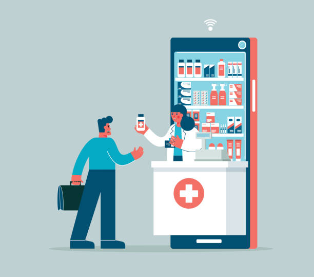 مدیر داروخانه در حال استفاده از سیستم CRM پزشکی و توسعه وب داروخانه برای بهینهسازی مدیریت و ارتباط با مشتری برای داروخانههای زنجیرهای در کرمان