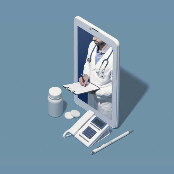 پزشک حرفهای در حال ارائه مشاوره آنلاین - مشاوره دیجیتال سلامت، پشتیبانی وبسایت پزشکی