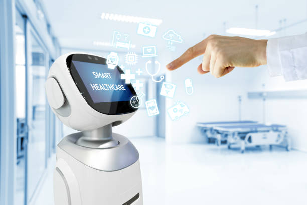 ربات مشاور و هوش مصنوعی در بیمارستان هوشمند، نمادی از نرمافزار مدیریت بیمارستان پیشرفته