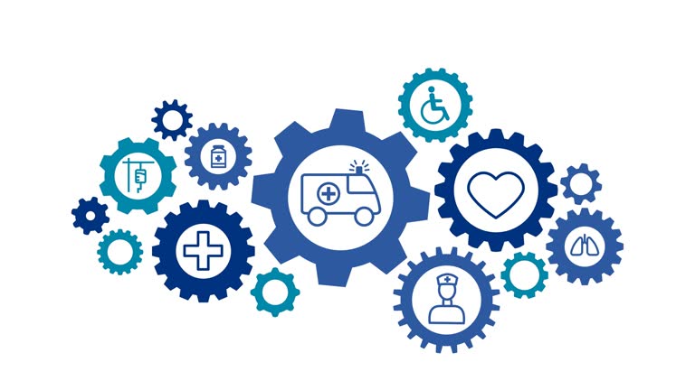 انیمیشن چرخ دندههای در حال چرخش نماینده دپارتمان بهداشت - بهینه سازی خدمات درمانی و مدیریت مراکز درمانی 2026