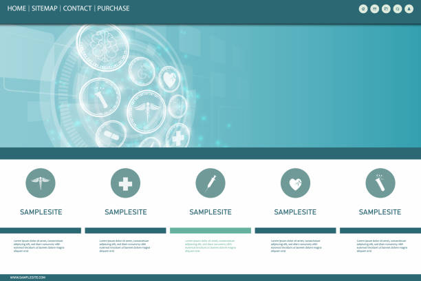 طرح پسزمینه با الگوهای آیکونهای سلامت و مفهوم نوآوری پزشکی برای طراحی وبسایت، امنیت سایت سلامت، پایداری وبسایت کلینیک جراحی