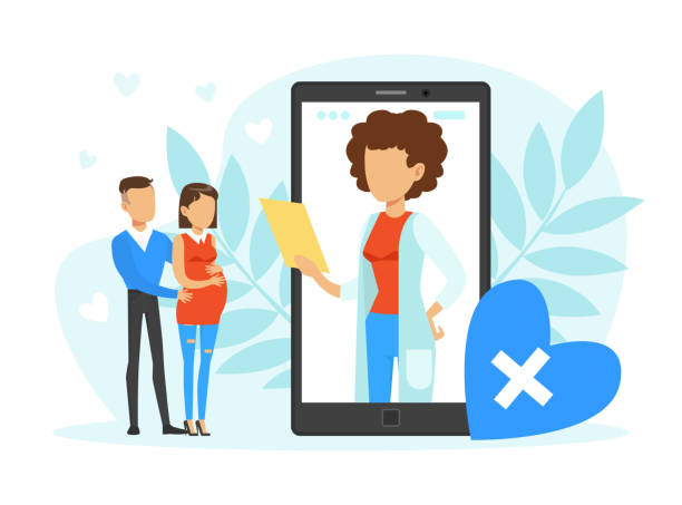 نوبتدهی آنلاین و مشاوره دیجیتال مارکتینگ سلامت برای مراکز ناباروری و IVF در تهران: برندینگ دیجیتال پزشکی و جلب اعتماد بیماران ۲۰۲۶ - تصویر زوجی در حال مشورت با پزشک در مرکز ناباروری، نمادی از جلب اعتماد بیمار آنلاین