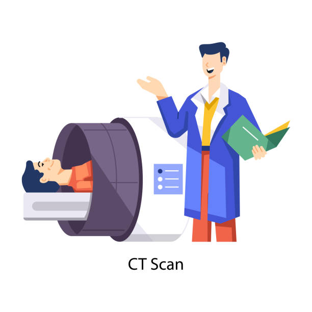 سئو تخصصی پزشکی برای مراکز تصویربرداری MRI و CT Scan در مشهد: افزایش Visibility و برندینگ دیجیتال پزشکی در ۲۰۲۶ - پزشک و بیمار در حال انجام سی تی اسکن
