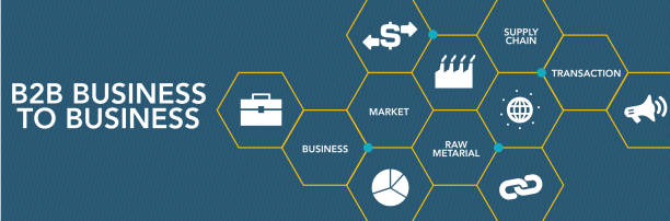 فروش‌یاب، پلتفرم B2B ایران، نیازمندی های تجاری: نمادی گرافیکی از ارتباط B2B یا Business-to-Business که مفهوم فروش‌یاب را نشان می‌دهد