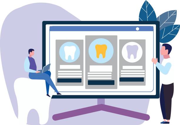 پزشک در حال نمایش گزارش دندانپزشکی: سئو دندانپزشکی و بازاریابی کلینیک ایمپلنت در تهران برای جذب بیمار ۲۰۲۶