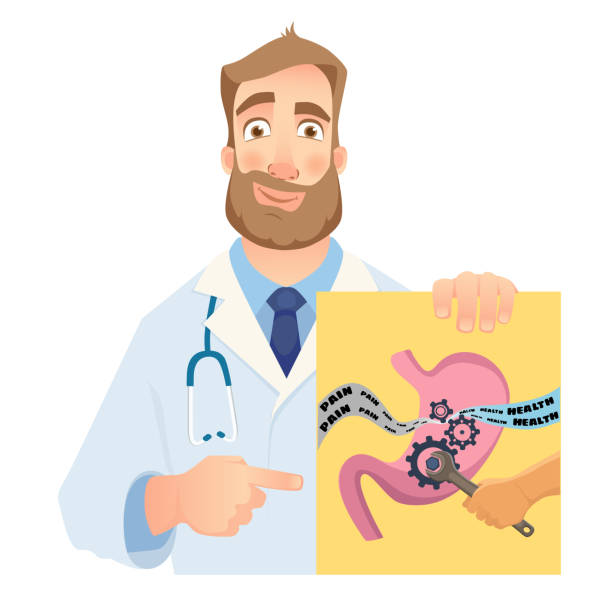 سئو سایت فوق تخصص گوارش تبریز: متخصص گوارش در حال توضیح درباره مشکلات معده