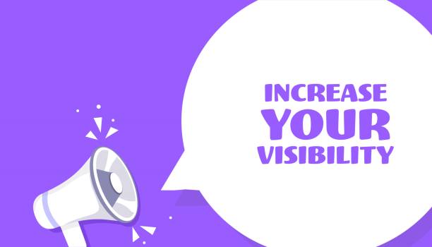 آیکون افزایش visibility در استایل پاپ آرت با حباب گفتار، نمادی برای اعتمادسازی و دیده شدن در شیراز