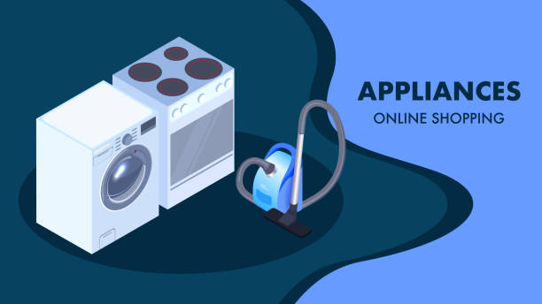 بنر ایزومتریک فروشگاه اینترنتی لوازم خانگی توکار در اصفهان با طراحی UI/UX پینوسایت