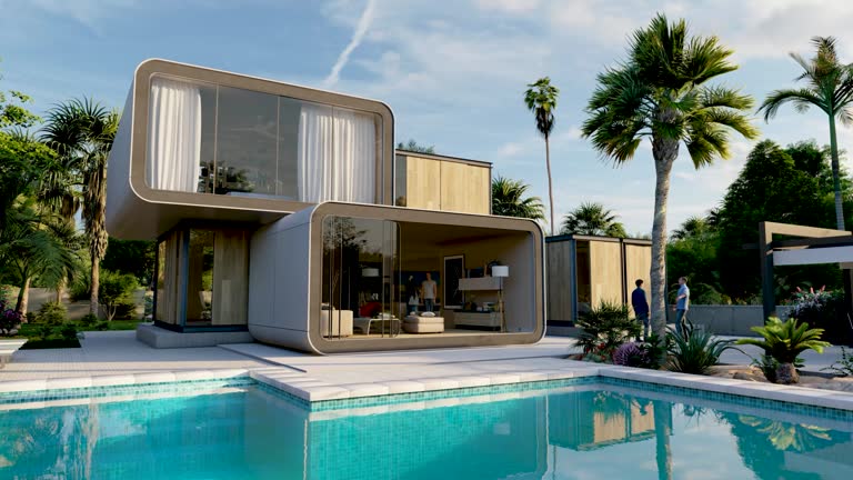 خرید ویلا پیش ساخته در شمال کشور: ویلا پیش ساخته مدرن با استخر و فضای سبز زیبا، نمادی از سرعت و کیفیت بناگر