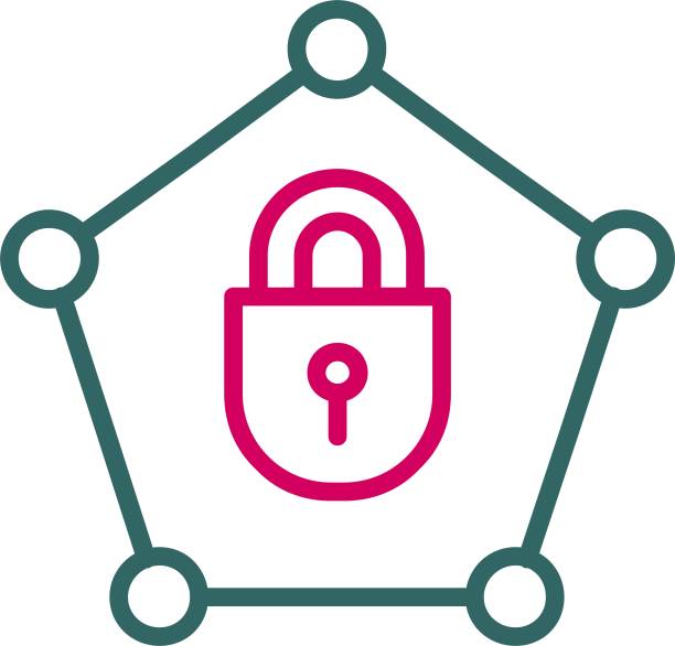 آیکون خط دو رنگ شبکه خصوصی، نمادی از ارتباط مستقیم و امن در فروش یاب، آگهی تجاری